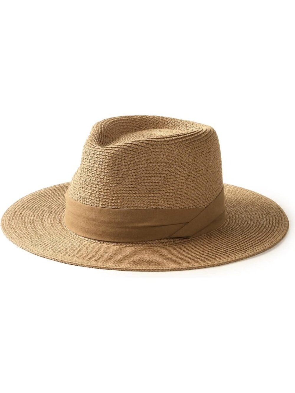 Wide Brim Straw Fedora Sun Hat for Beach, Outdoor, Travel - Unisex Panama Style